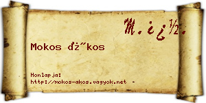 Mokos Ákos névjegykártya